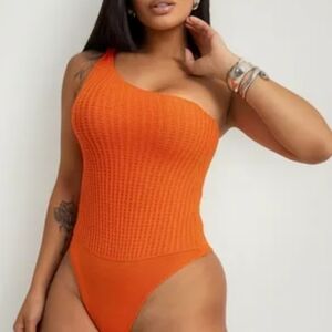 Guess Bold Orange One-Shoulder Bodysuit